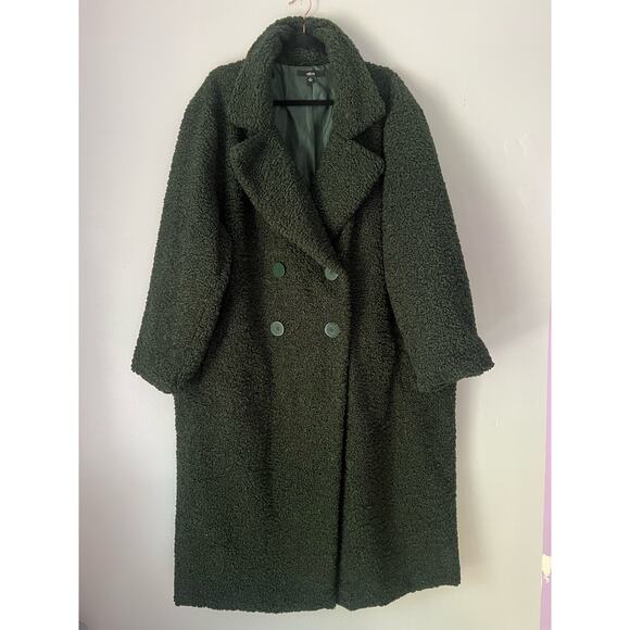 Teddy Coat Forest Green Ellos Womens Plus Size Double Breasted 3X - Picture 3 of 8